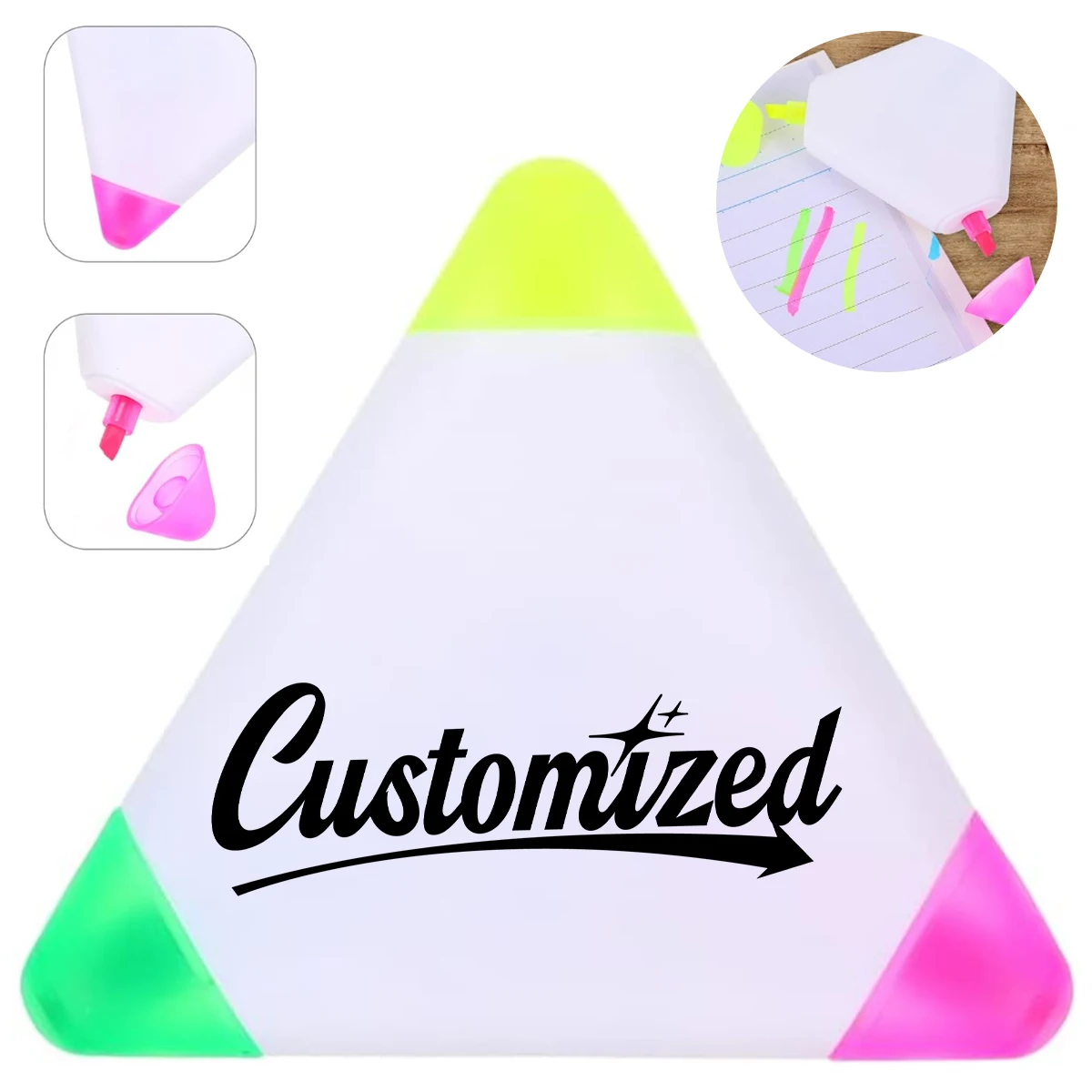 Triangle Shaped 3-in-1 Highlighter Marker with Custom Logo 1