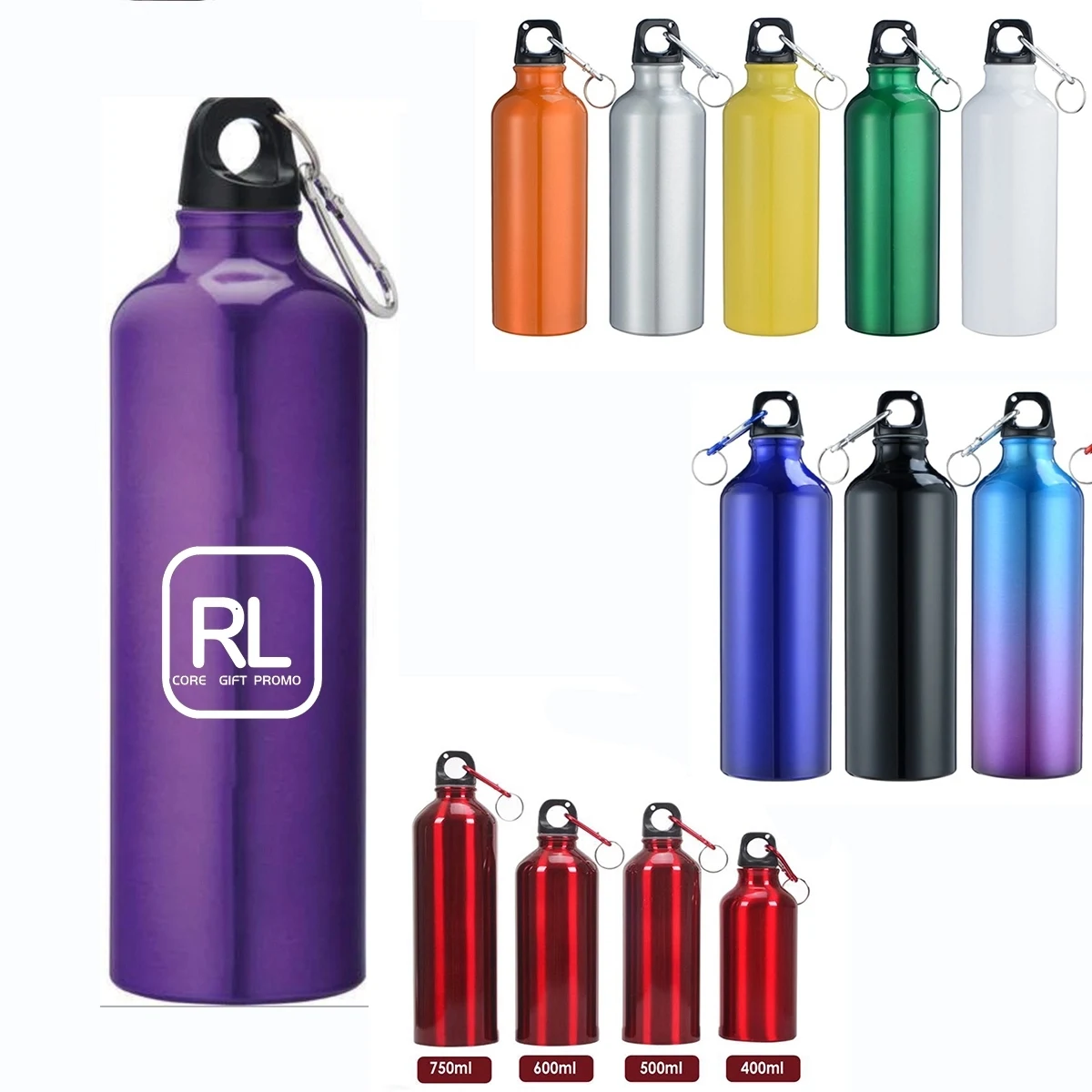 17 oz Aluminum Sports Bottle with Free Carabiner 1