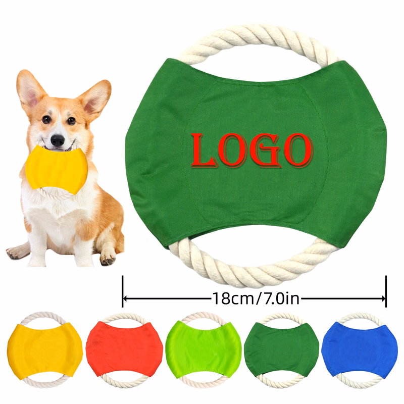 Durable Cotton Rope Dog Flying Disc for Teeth Grinding & Jump Training
