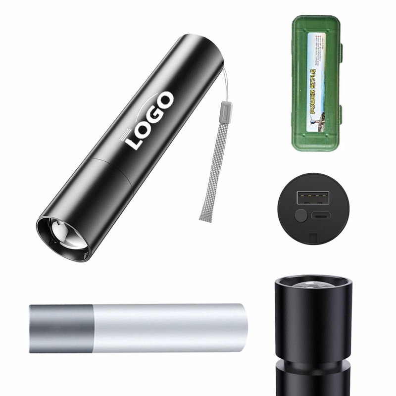 Mini Aluminum USB Rechargeable Power Flashlight