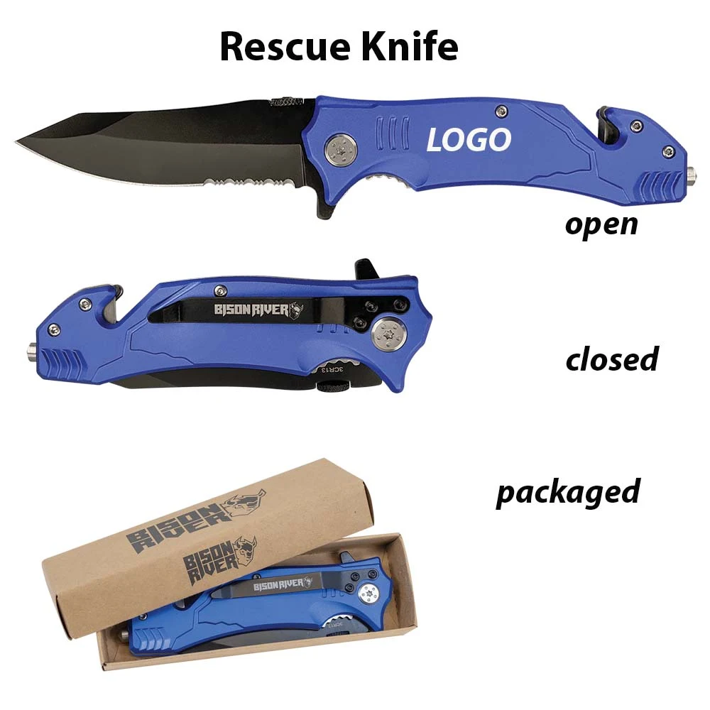 Blue Anodized Aluminum Rescue Knife 1