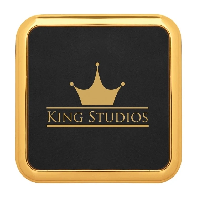 3 5/8" Leatherette Coaster with Gold Trim (Single Coaster) 1