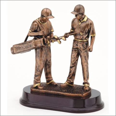 Golfer with Caddie 9.5" 1