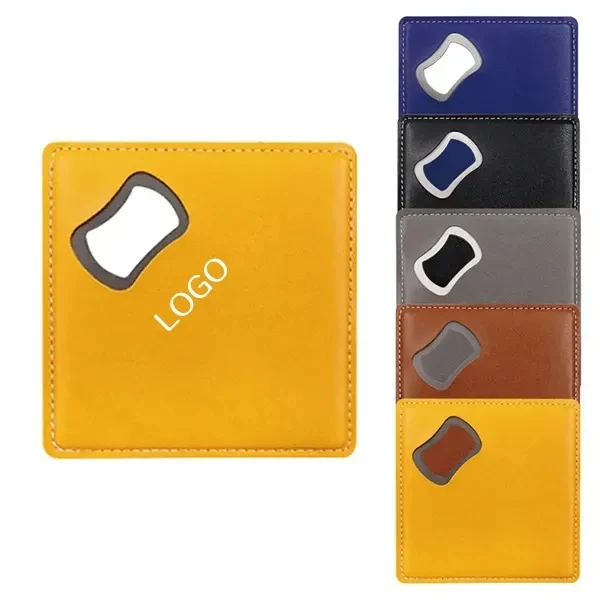 Leather Coaster Set with Bottle Opener 1