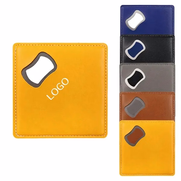 Leather Coaster Set with Bottle Opener