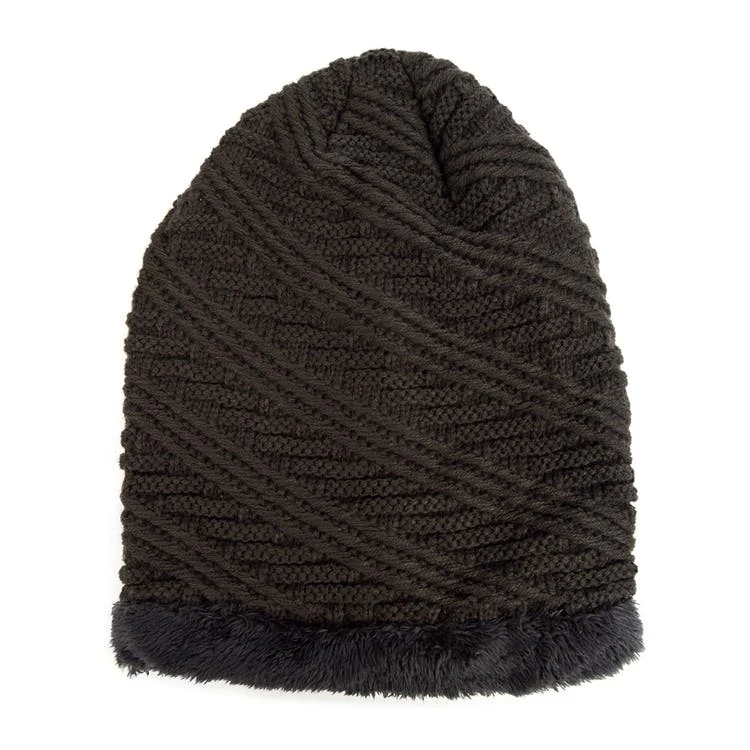 Winter Beanie Hats - Charcoal Faux Fur Lined 1