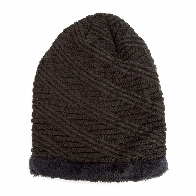 Winter Beanie Hats - Charcoal Faux Fur Lined