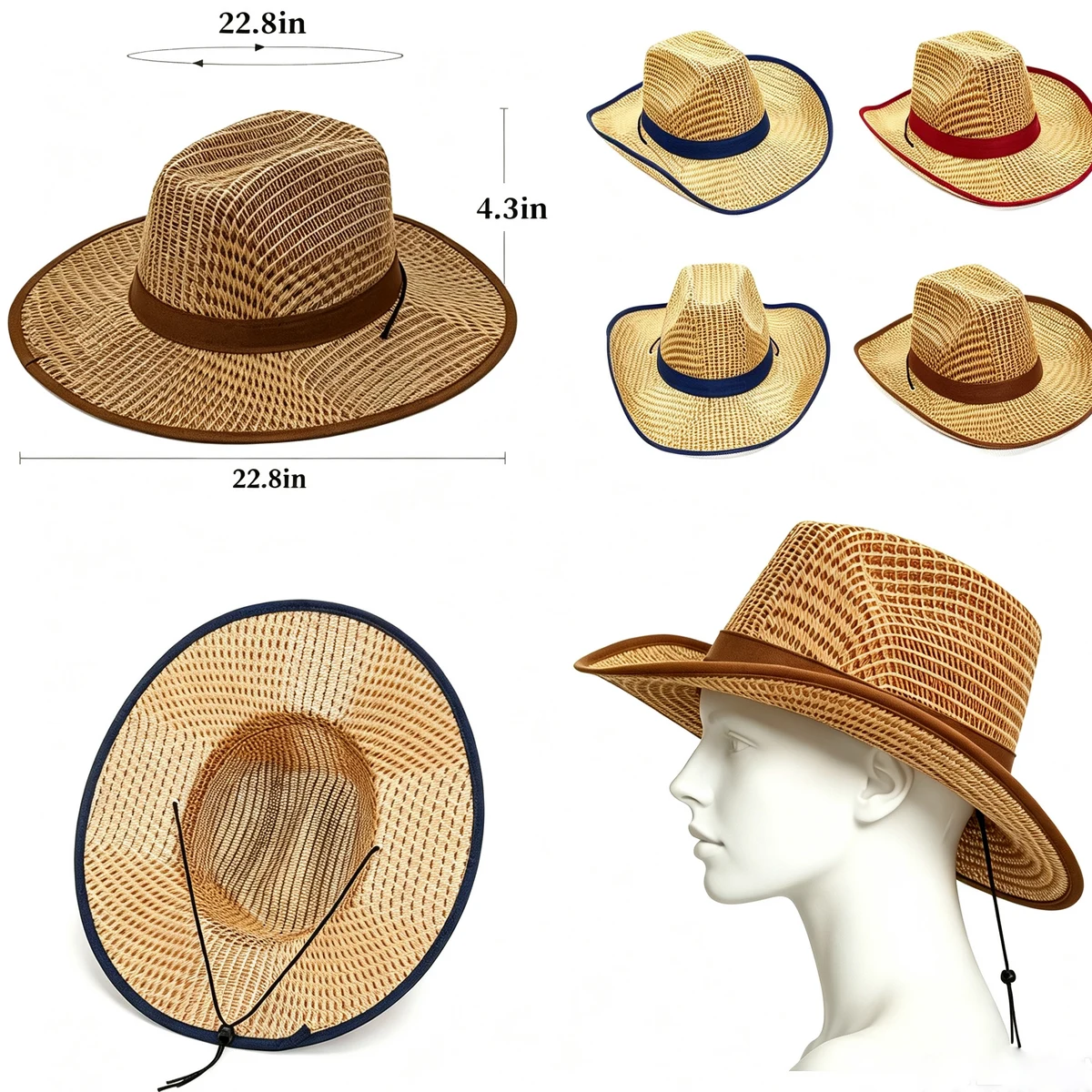 Western Cowboy Sun Straw Hat 1