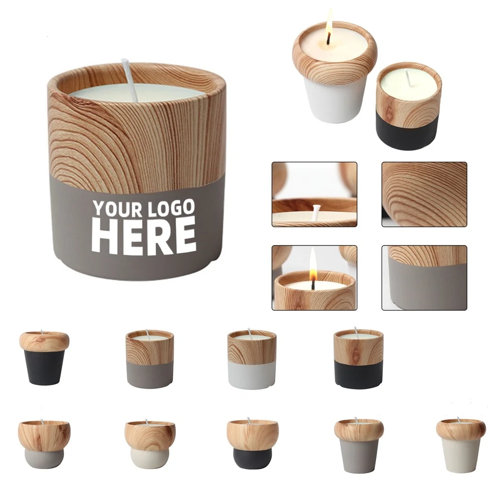 Wood Grain Ceramic Candle Mug 1