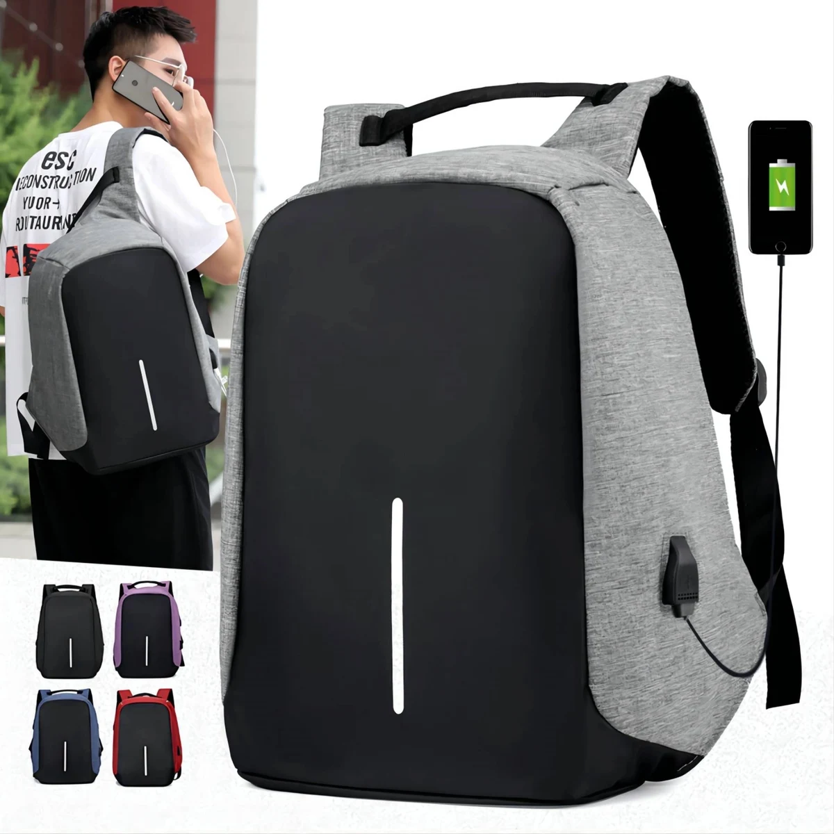 Travel Laptop Backpack w/ USB Charging Port 1