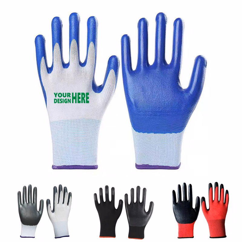 MOQ50 Rubber Coated Knit Nylon Working Gloves