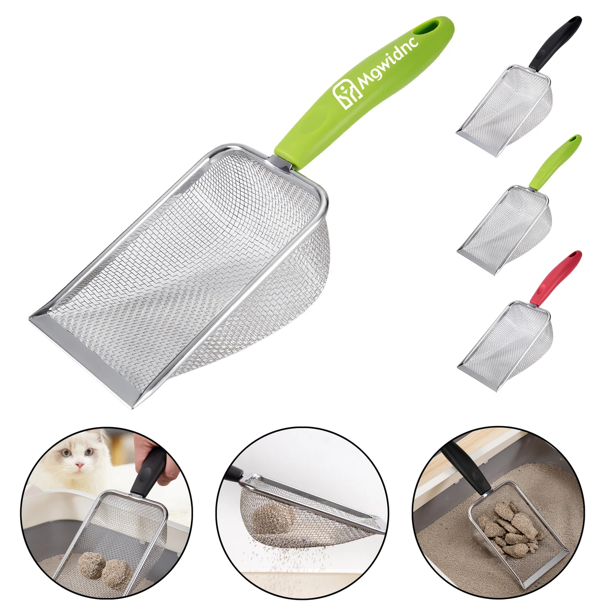 10 Mesh Pet Scoop Long Handle Stainless Steel Litter Scoop for Cats Chickens Reptiles Beach 1
