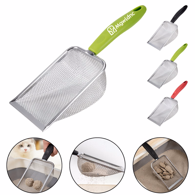 10 Mesh Pet Scoop Long Handle Stainless Steel Litter Scoop for Cats Chickens Reptiles Beach