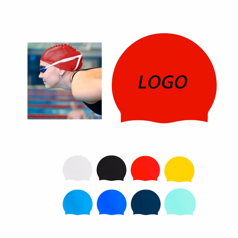 MOQ 100pcs Unisex Silicone Swim Cap For Adults