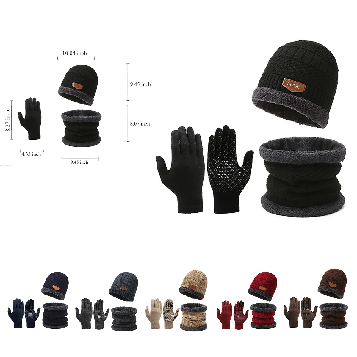 Winter Beanie Scarf Glove Set 1