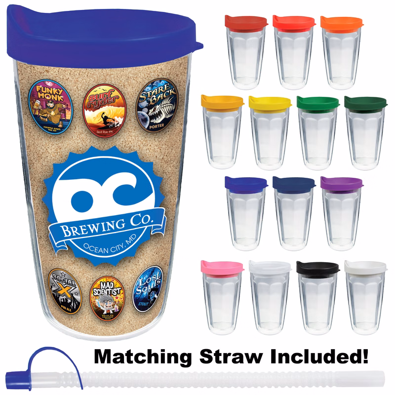 16oz Thermal Dual Walled Travel Tumbler - White Printed Insert