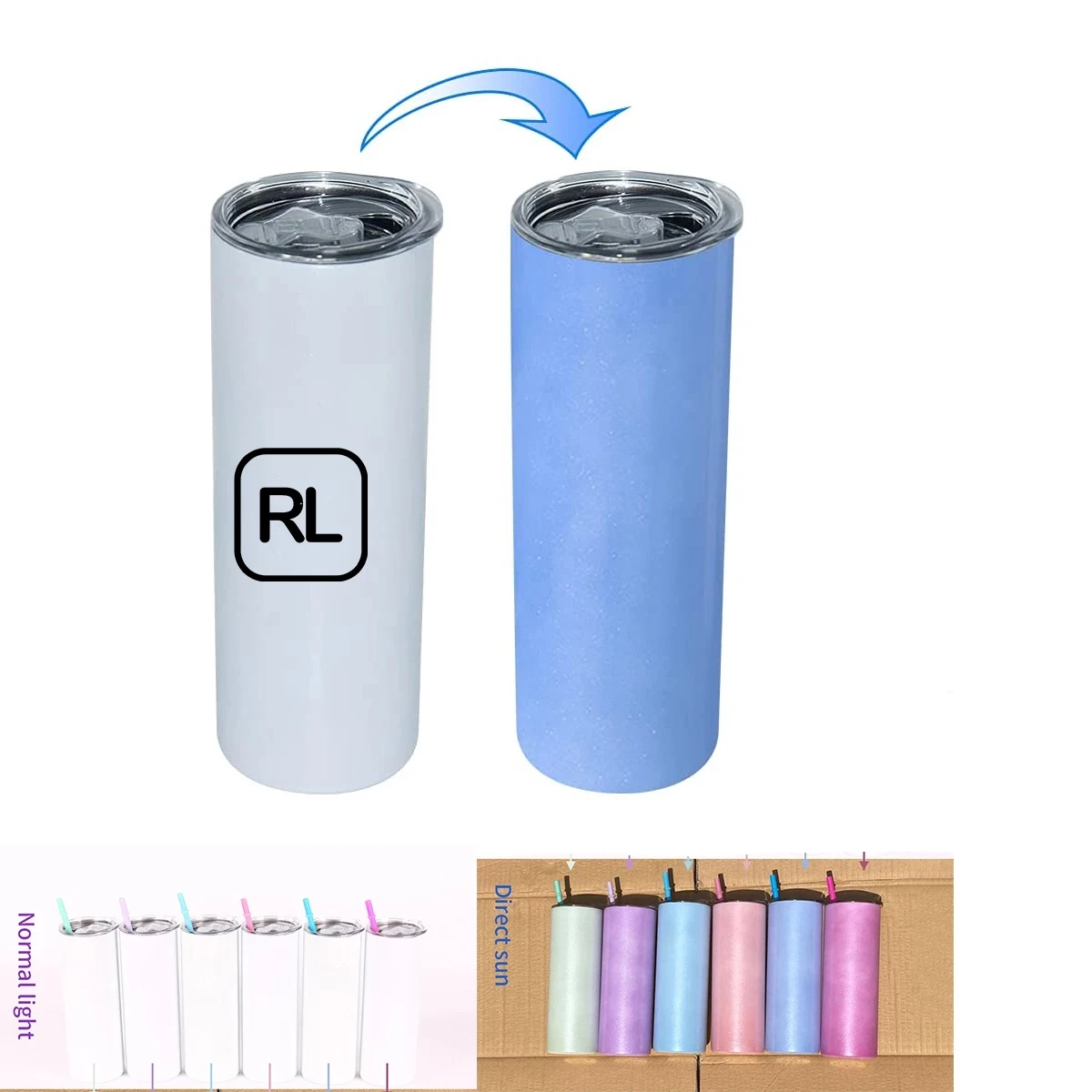 20 Oz Skinny Stainless Steel Uv Color Changing Tumbler 1