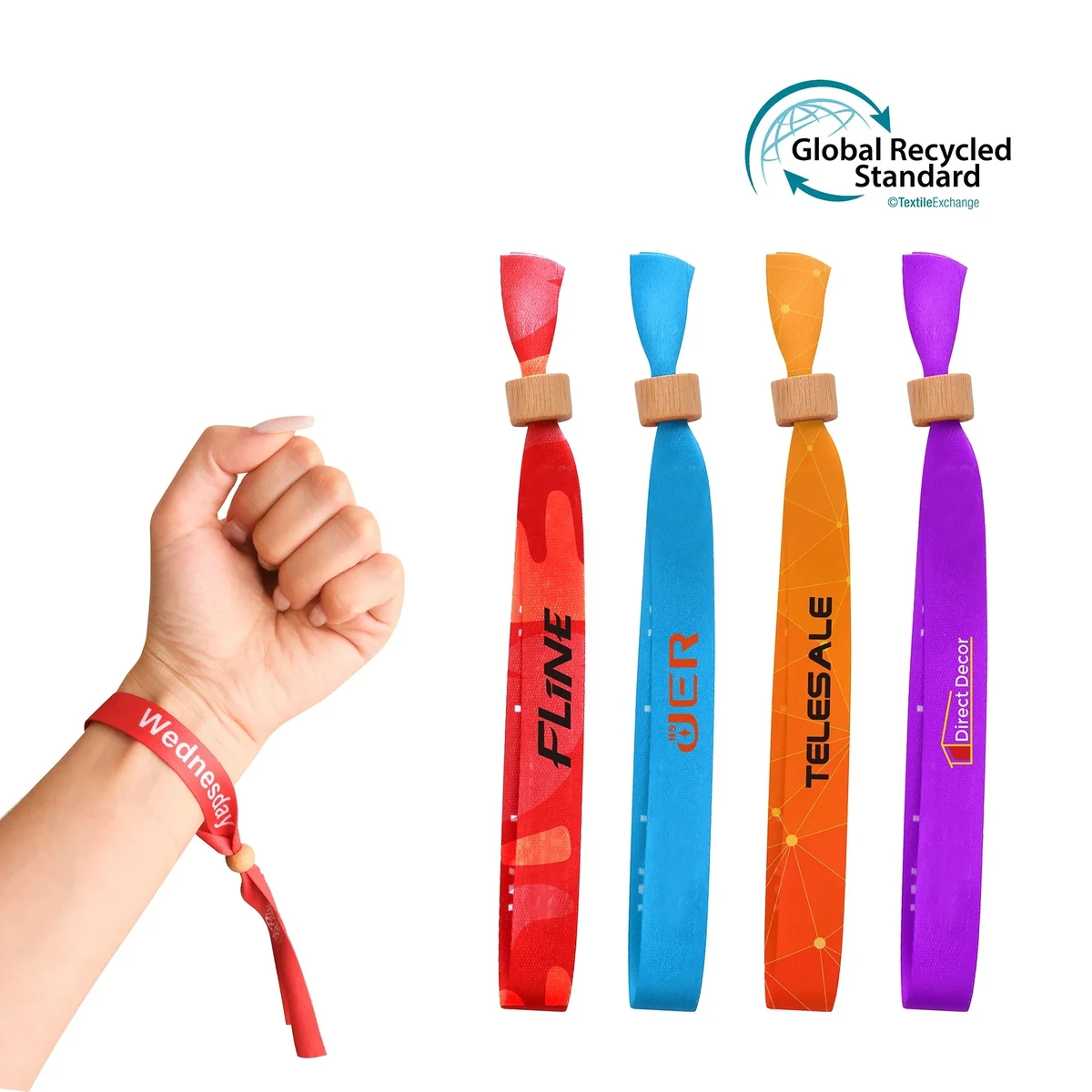 RPET Fabric Wristband With Bamboo Toggle 1