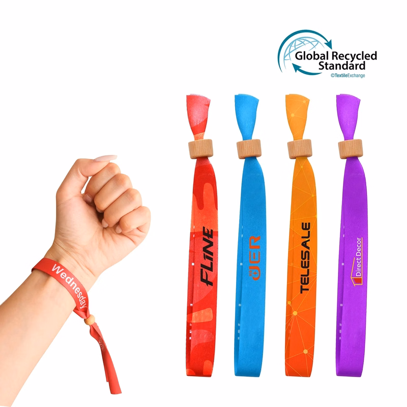 RPET Fabric Wristband With Bamboo Toggle