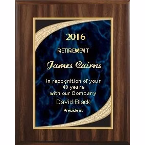 9" x 12" Walnut Finish Plaque with Blue Majestic Plate