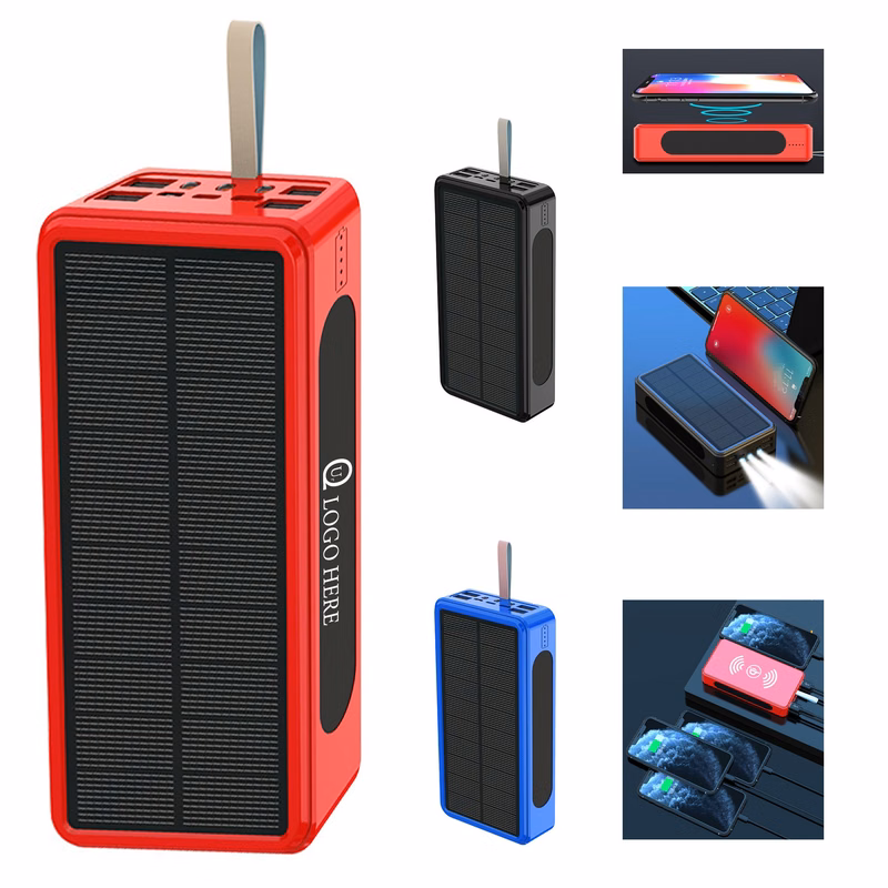 30000Mah Wireless Charging Solar Power Bank Flashlight