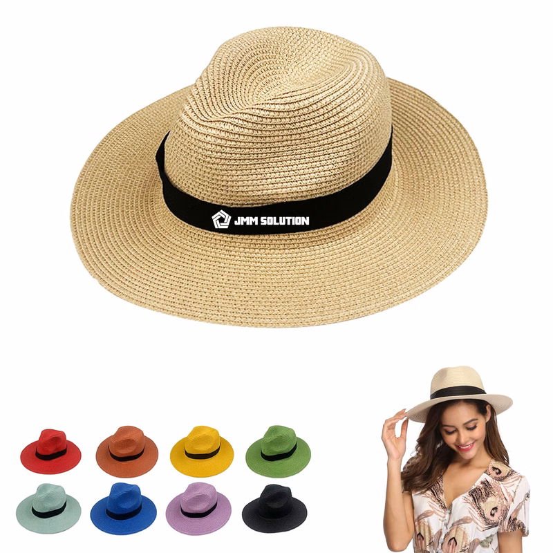 Wide Brim Straw Bucket Hat