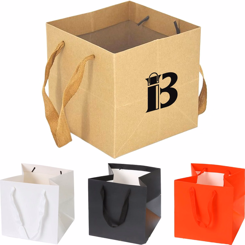 Square Gift Shopping Paper Bag w/ Handles