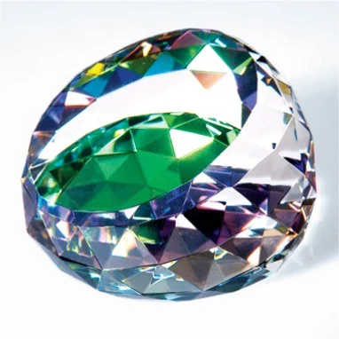 Gem Cut Crystal Paperweight - Color coated 1