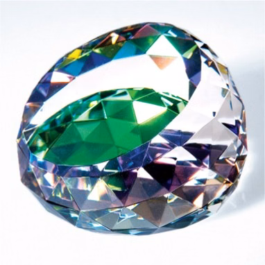 Gem Cut Crystal Paperweight - Color coated