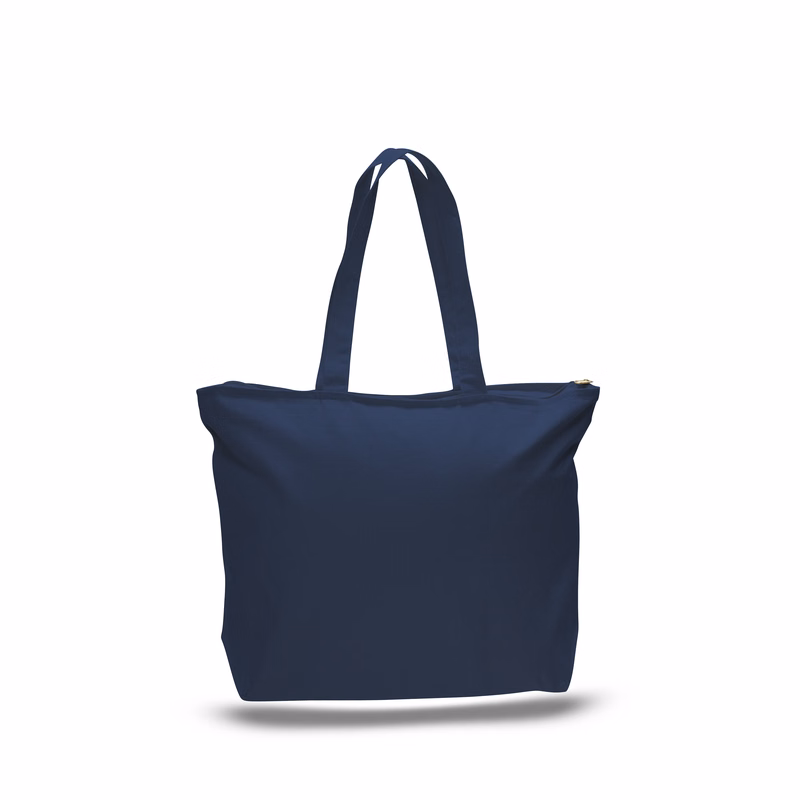 Heavy 12 oz. Cotton Canvas Zipper Tote Bag - Colors