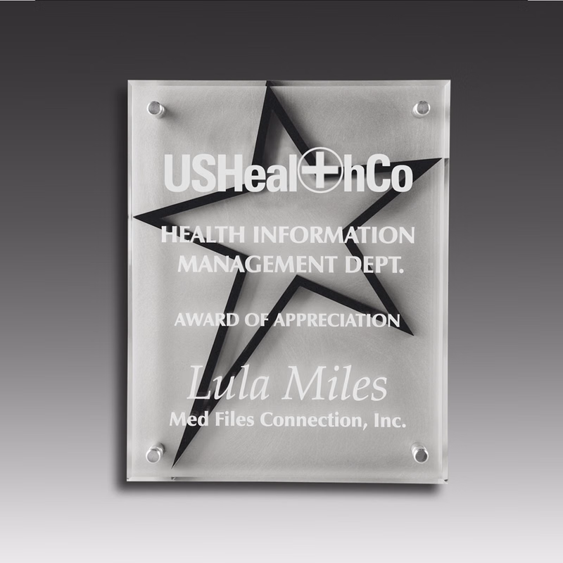 3-Dimensional Beveled Star Stand Out Plaque (8"x10"x1")