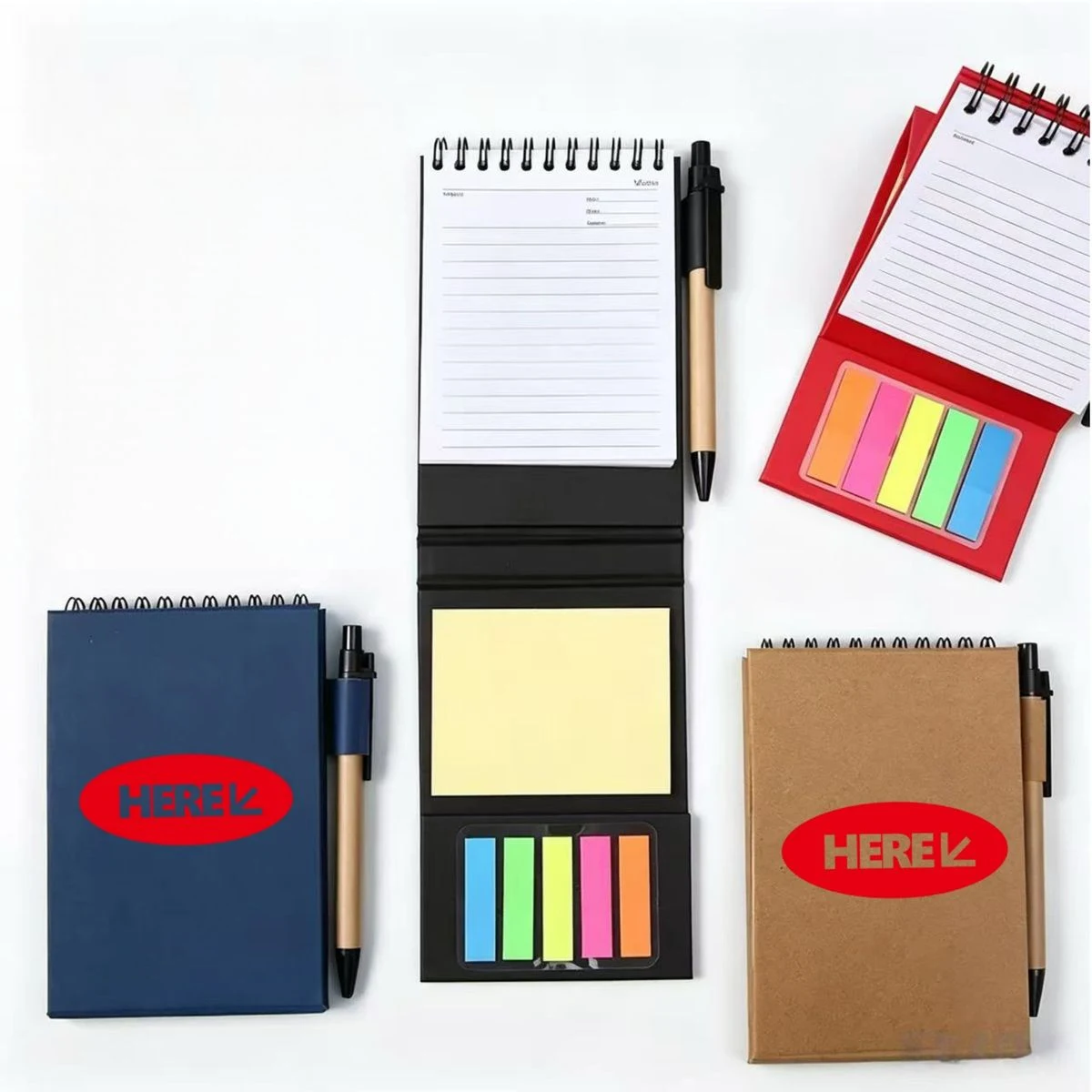 Standing Spiral Notepad Set With Pen And Sticky Tabs 1