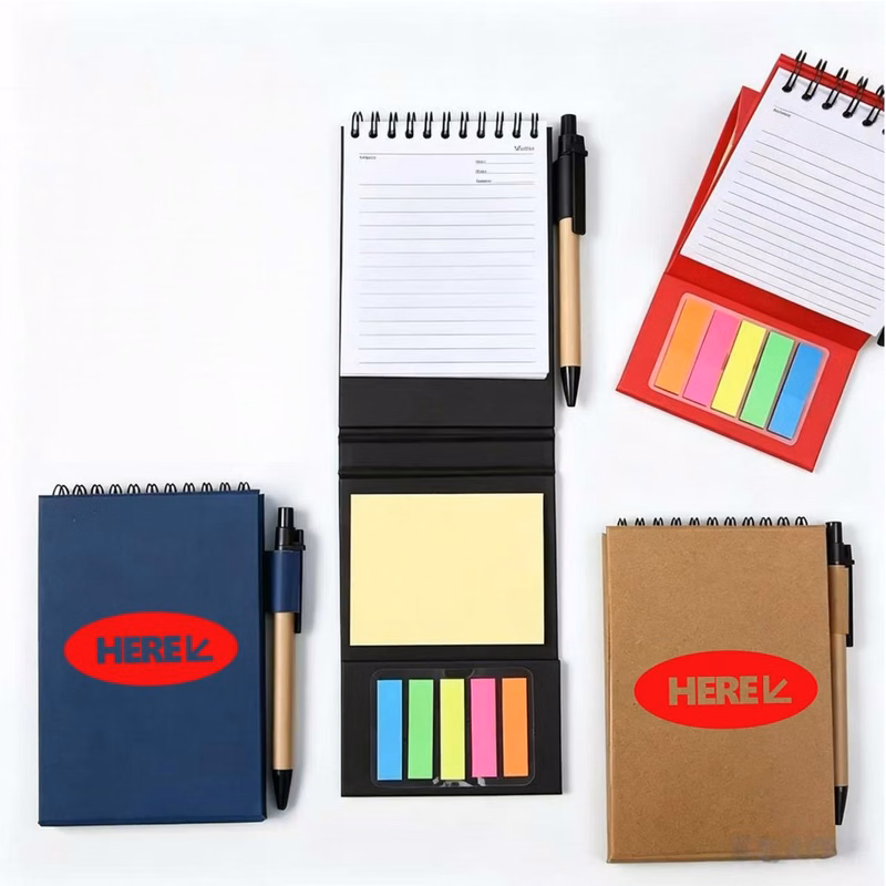 Standing Spiral Notepad Set With Pen And Sticky Tabs