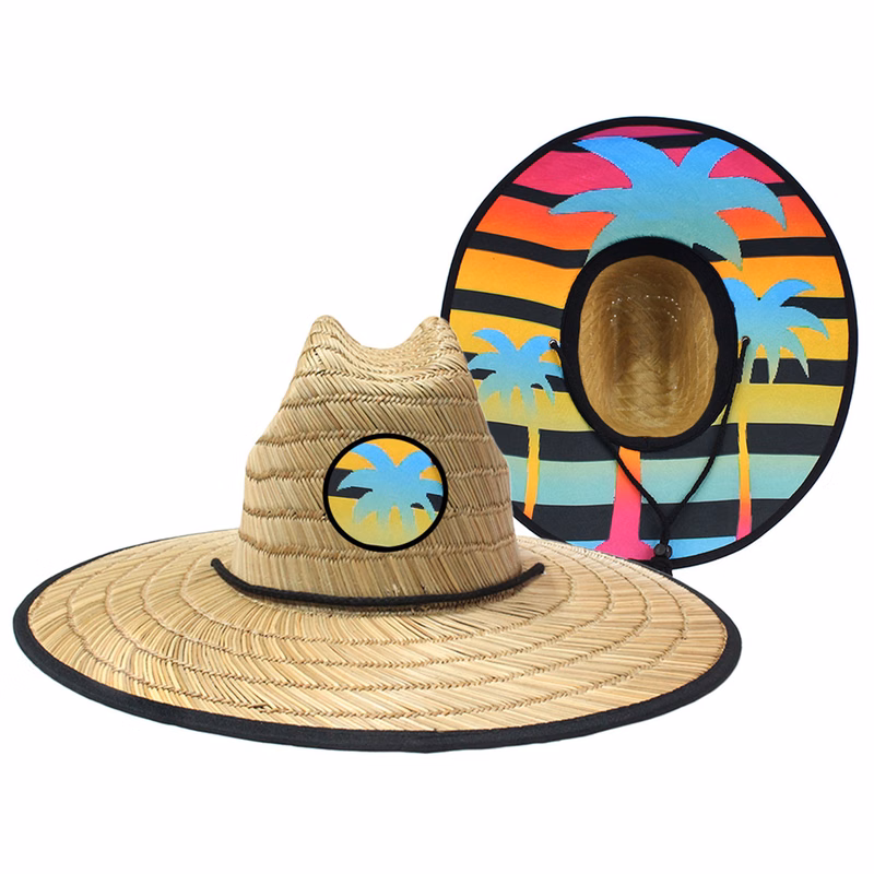 Wide Brim Straw Lifeguard Hat With Custom Logo