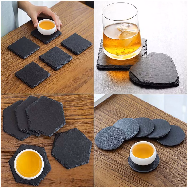 Natural Stone slate Coaster Heat Resistant Laser Engraving