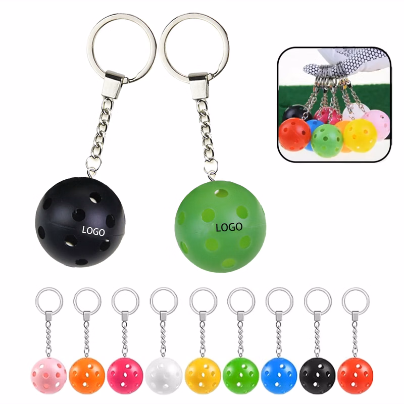 Pickleball Keychain with Perforated Design