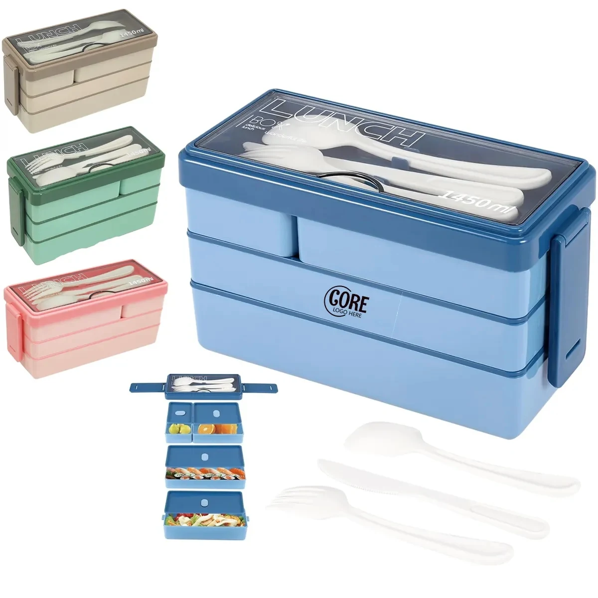 3 Compartment Stackable Bento Lunch Box 1