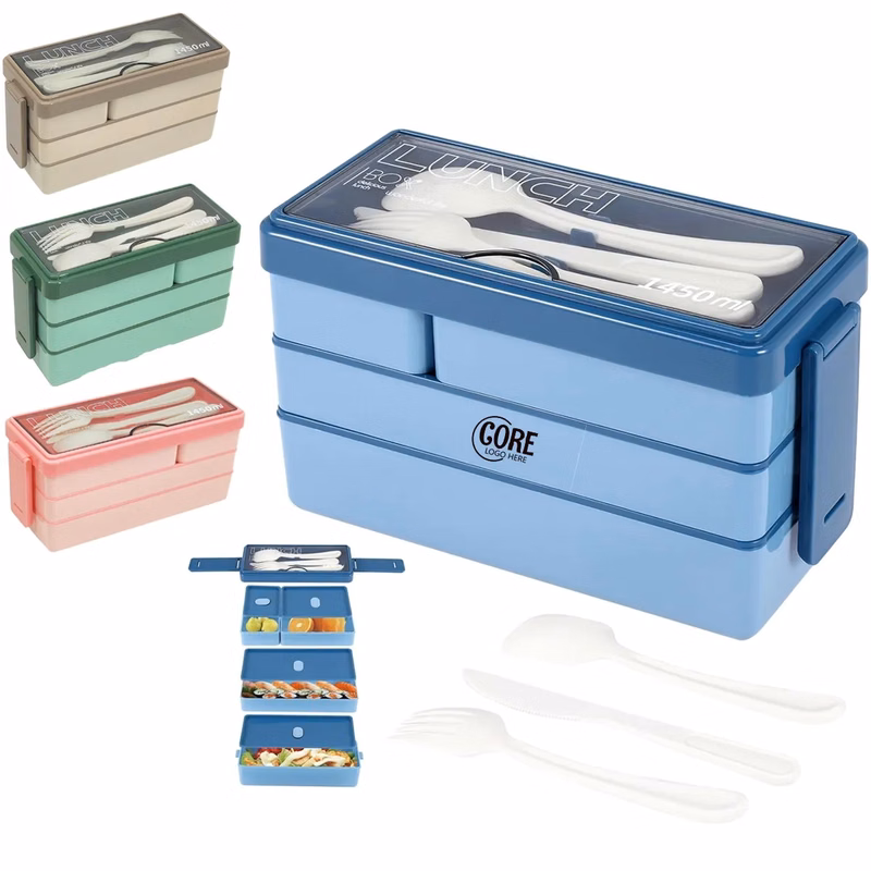 3 Compartment Stackable Bento Lunch Box