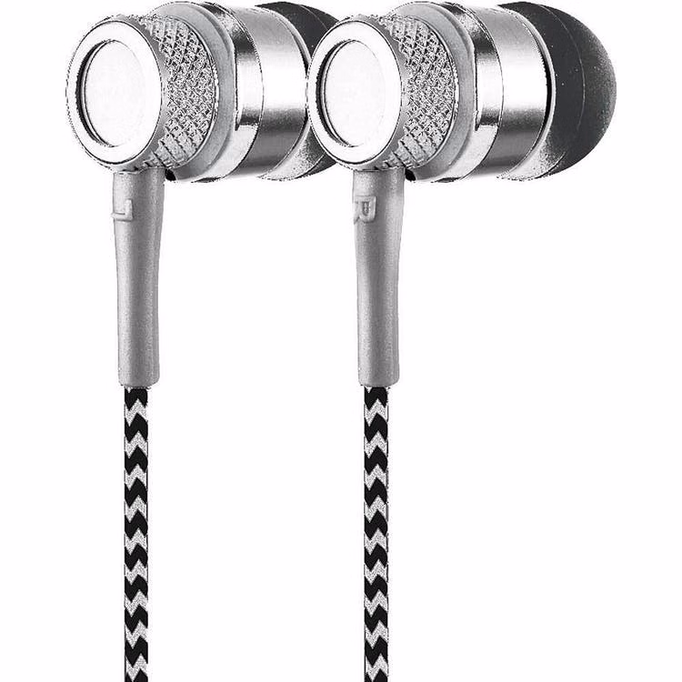 Metal Earbuds with Mic - Silver
