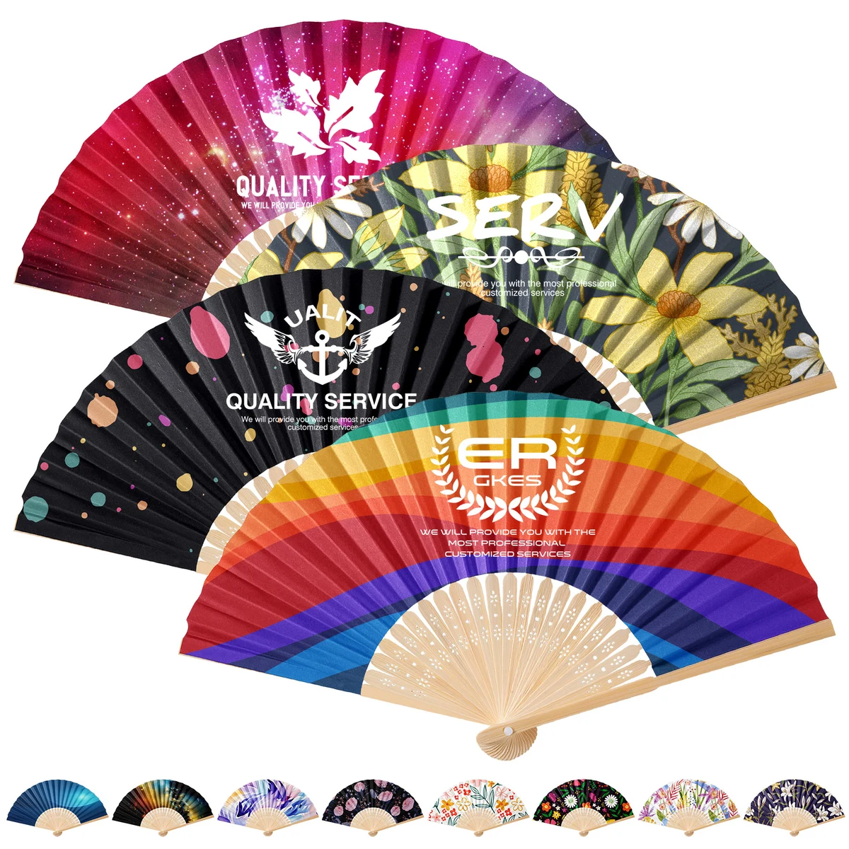 Full Color Foldable Bamboo Paper Hand Fan 1