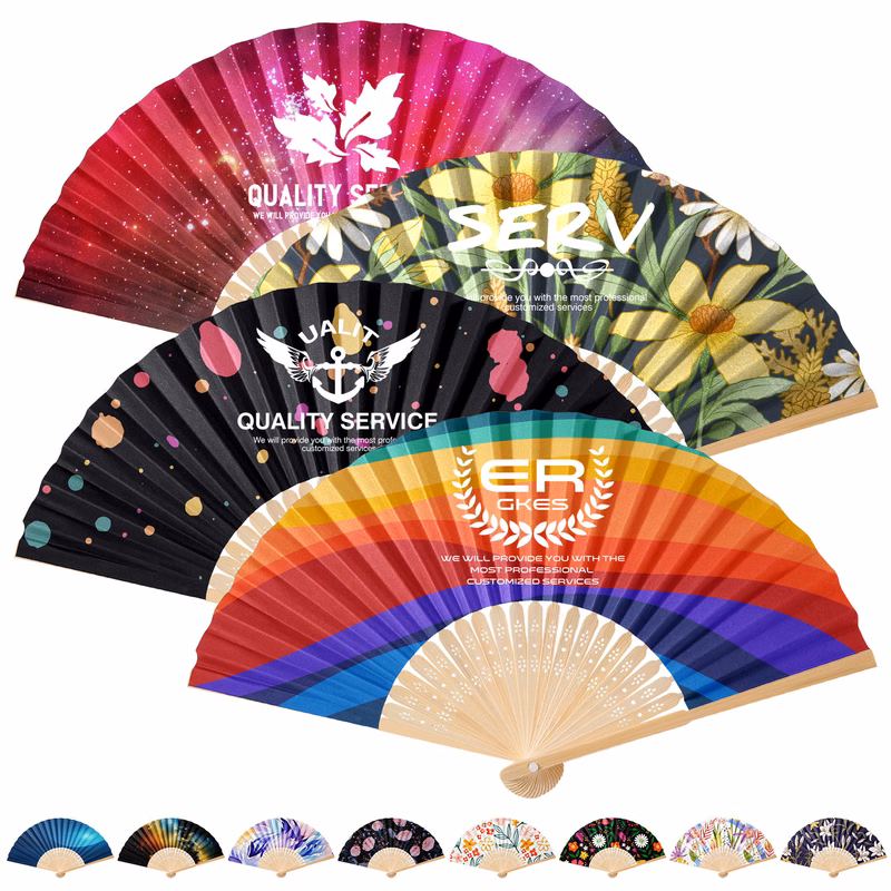 Full Color Foldable Bamboo Paper Hand Fan
