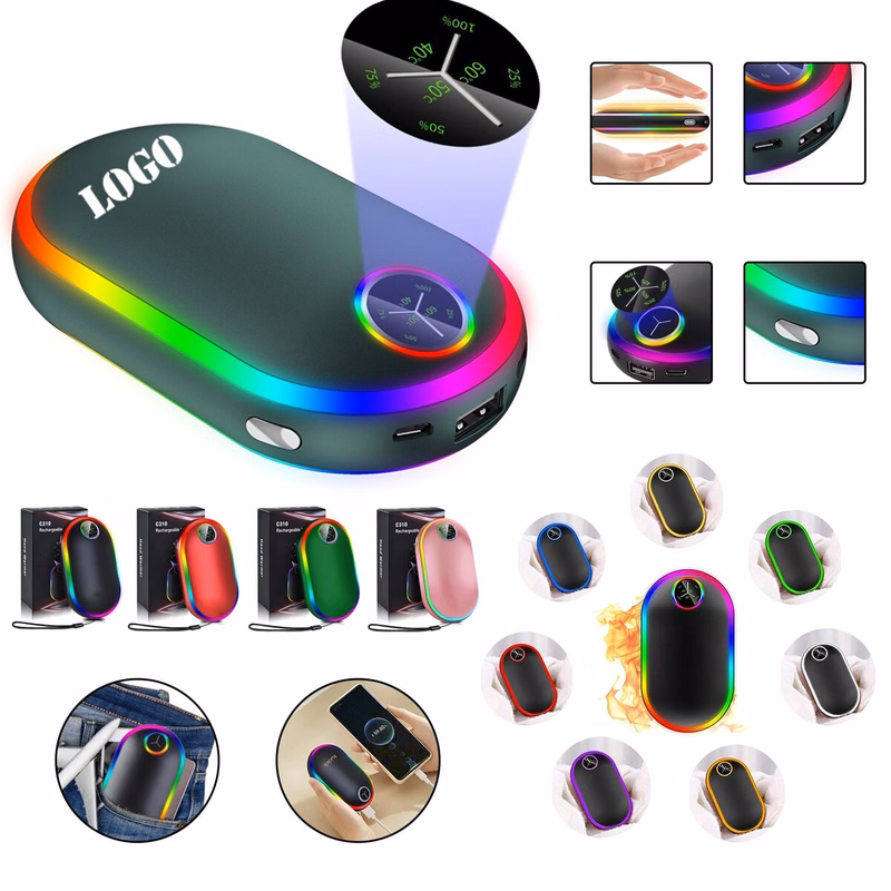 Portable Power Bank and Hand Warmer with Lights