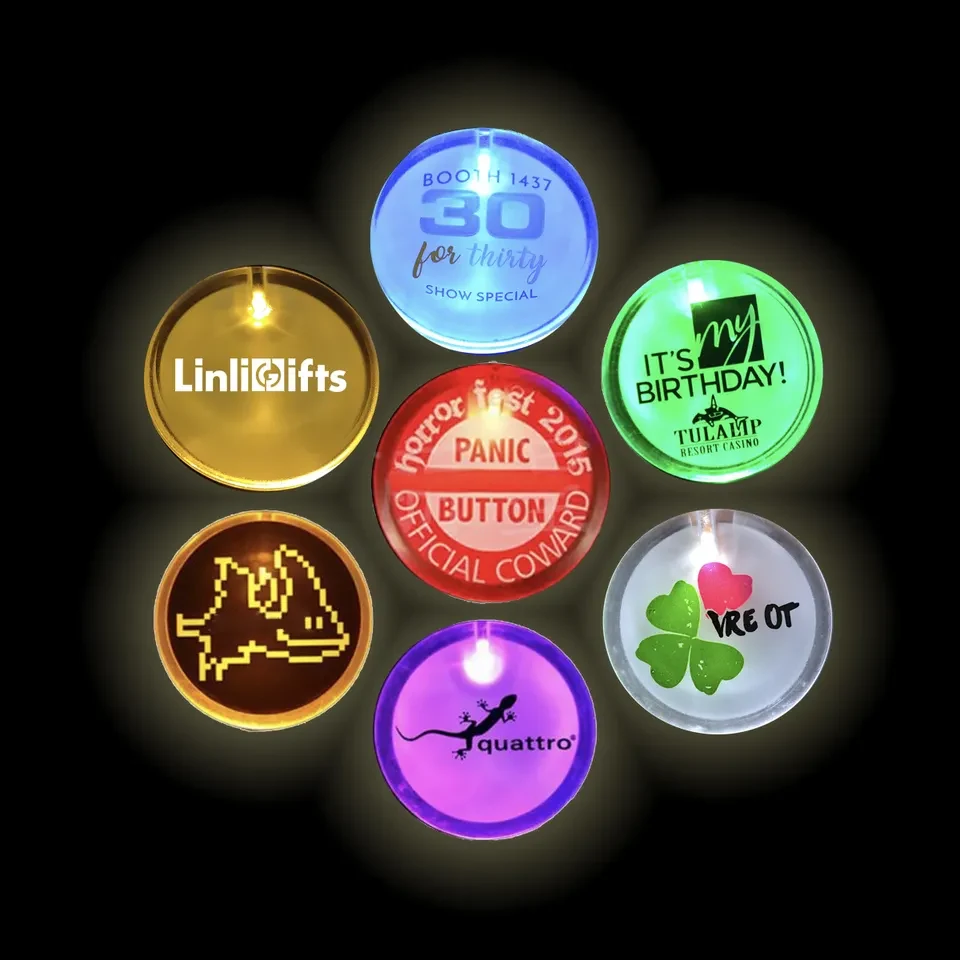 Lighted Glow LED Button / Pin Badge 1