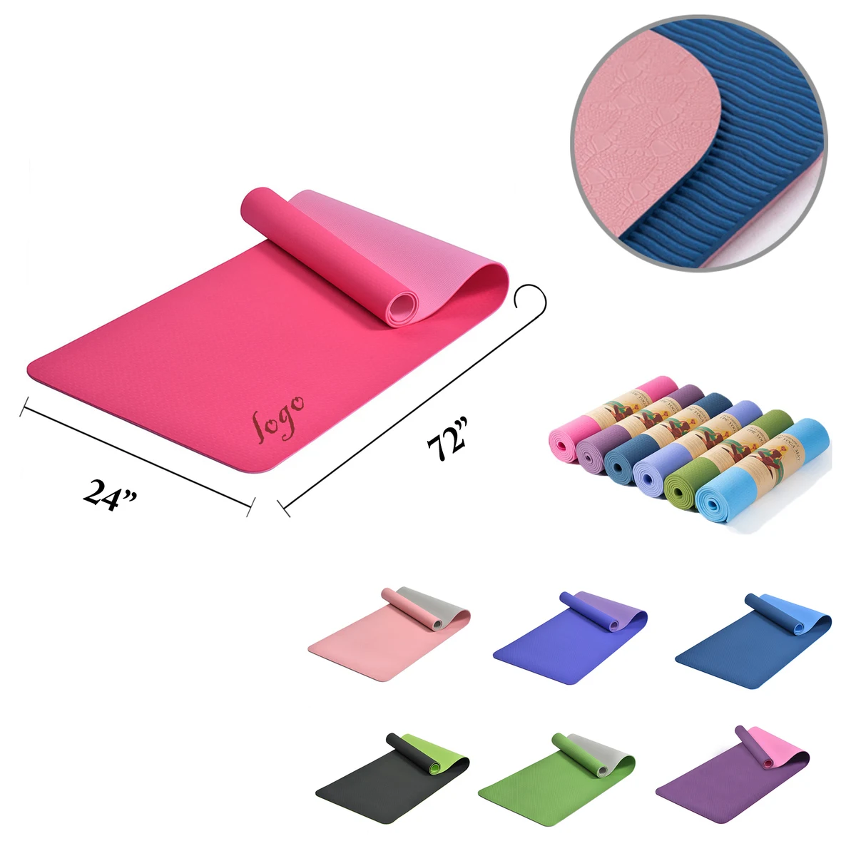 MOQ12 Dual Color TPE Yoga Mat Portable Fitness Pad 1