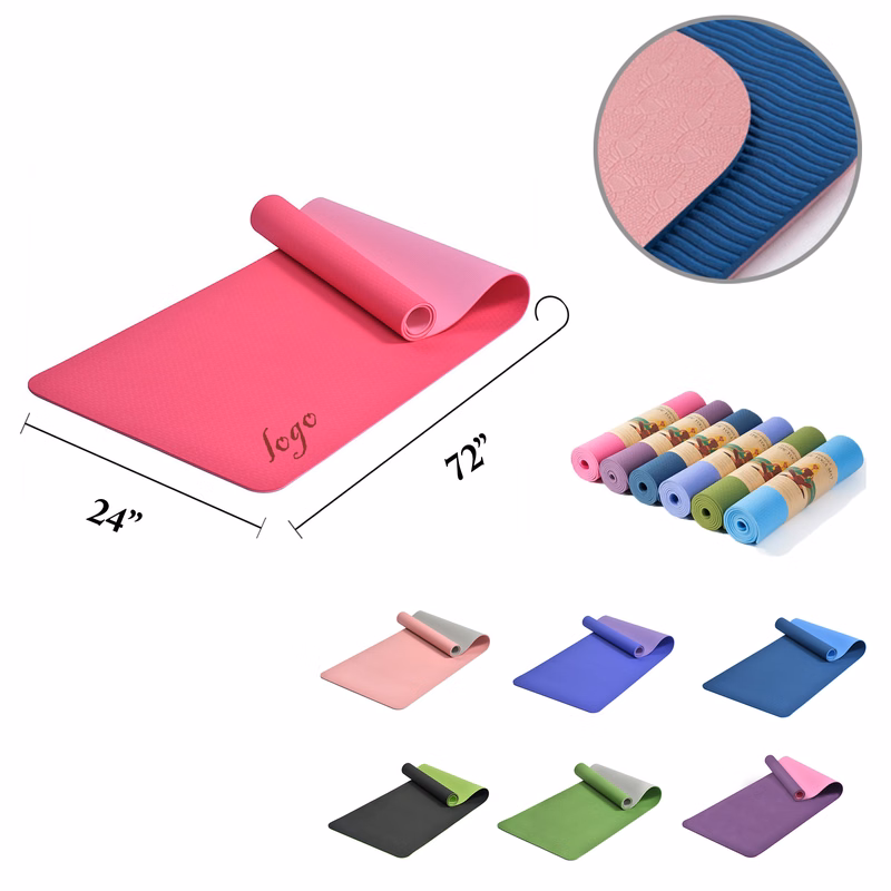 MOQ12 Dual Color TPE Yoga Mat Portable Fitness Pad