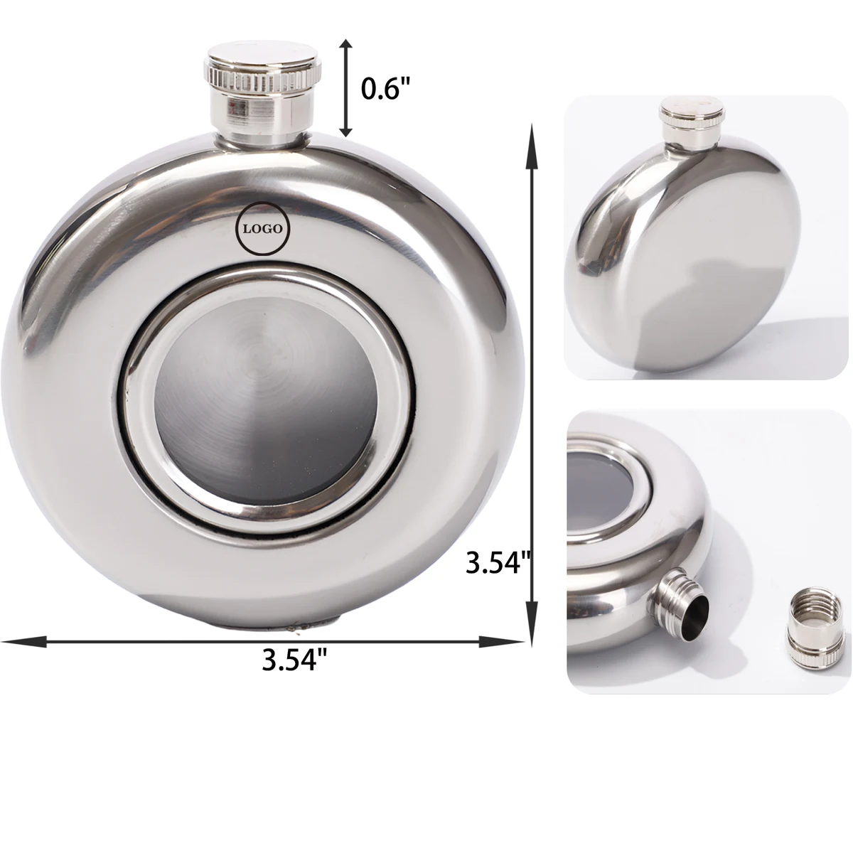 MOQ 30 PCS Durable 5 OZ Round Stainless Steel Hip Flask 1