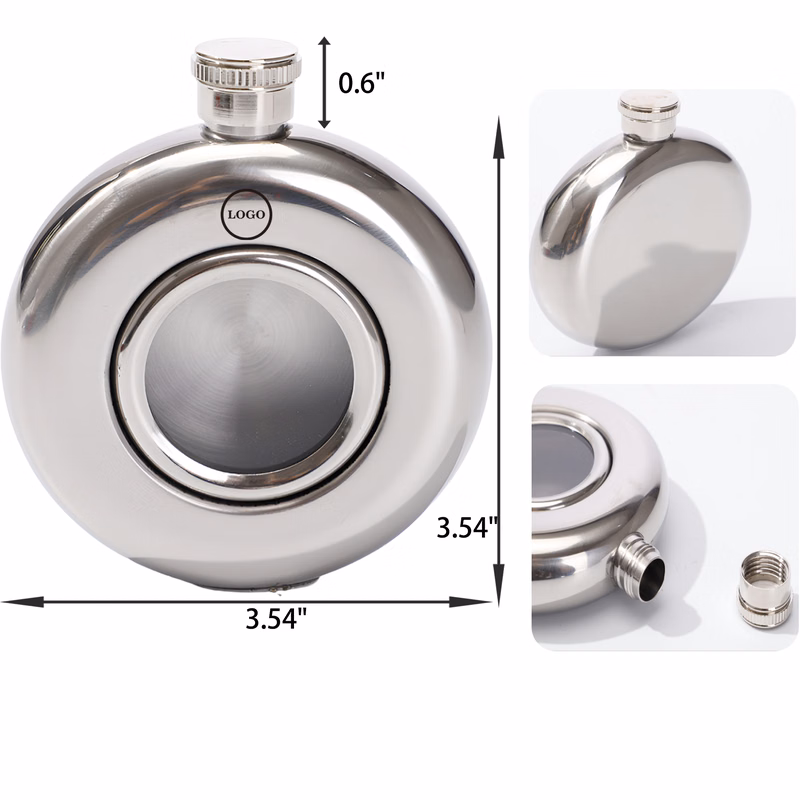 MOQ 30 PCS Durable 5 OZ Round Stainless Steel Hip Flask