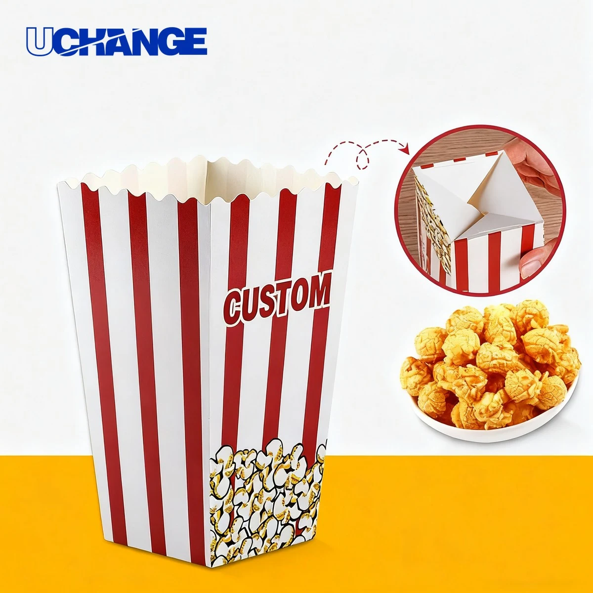 Disposable Popcorn Folding Box Container 1