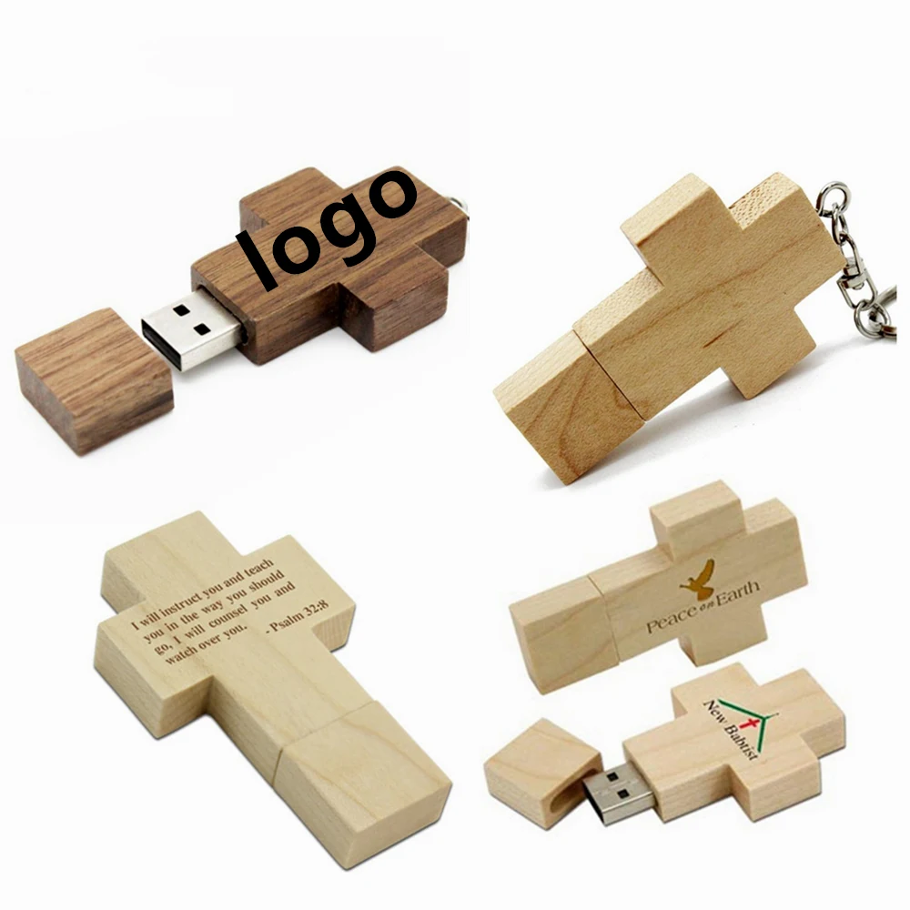Maple Wood Cross shaped Memory Stick USB 2.0 1