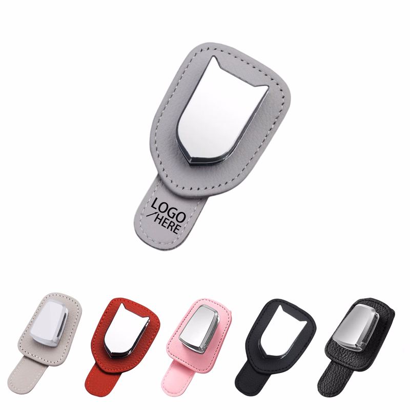 Cowhide & Zinc Alloy Eyewear Visor Clip